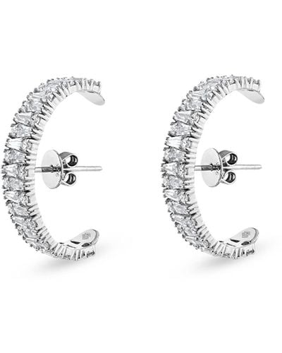 SALLY SKOUFIS Culture Earring With Made White Diamonds In Sterling Silver - Metallic