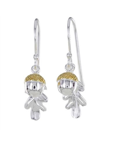 Reeves & Reeves Oak Leaf And Acorn Sterling Silver And Gold Plated Earrings - White