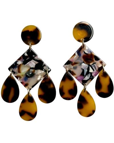 CLOSET REHAB Neutrals Chandelier Diamond Drop Earrings In Binge Worthy - Brown