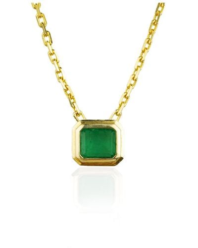 Ep Designs Emerald Bezel Chain Necklace - Green