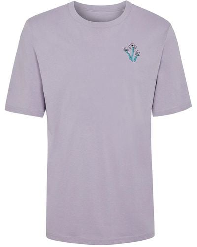 INGMARSON Fungi Embroidered Organic Cotton T-shirt Lilac - Purple