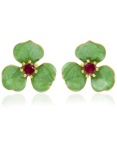 Milou Jewelry Light Petal Flower Earrings - Green