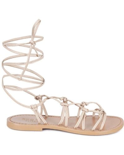 Rag & Co Baxea Handcrafted Latte Tie Up String Flats - Natural
