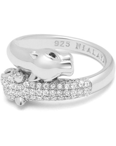 Nialaya Twisted Panther Ring In - White