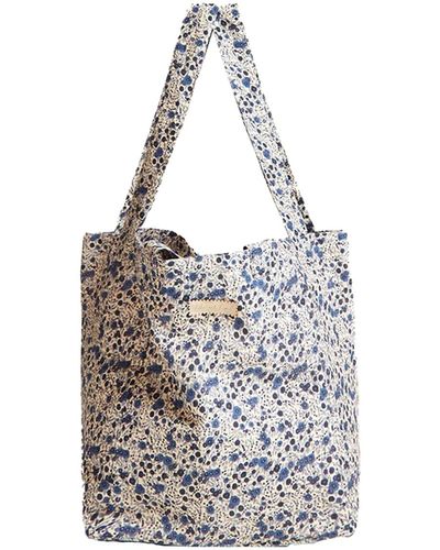 Lily and Lionel Large Tote Bag Floral Aster Print - Gray