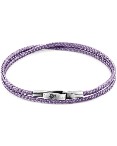 Anchor and Crew Lilac Purple Liverpool Silver & Rope Bracelet