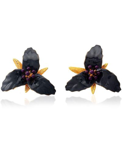 Milou Jewelry Lily Flower Earrings - Gray
