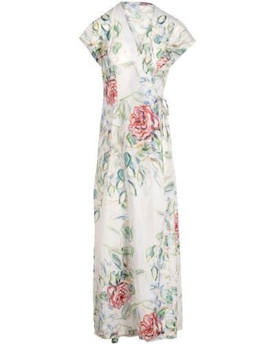 Ala von Auersperg Layla Cotton Wrap Dress In Primrose - White