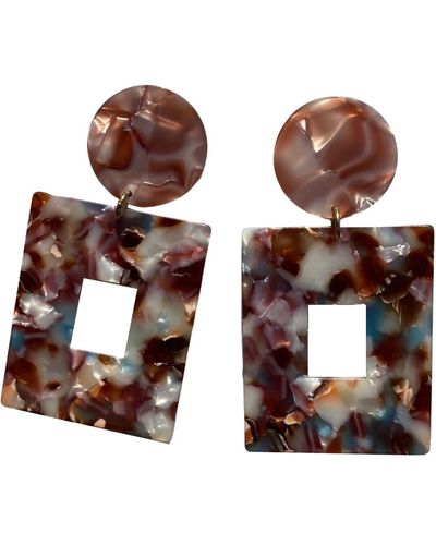 CLOSET REHAB Open Square Drop Earrings In Fall Harvest - Brown
