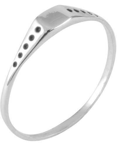 Lee Renee Square Shield Mini Signet Ring - White