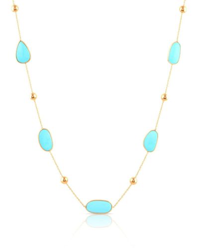 Trésor Turquoise Un-shape Necklace In 18k Yellow Gold - Blue