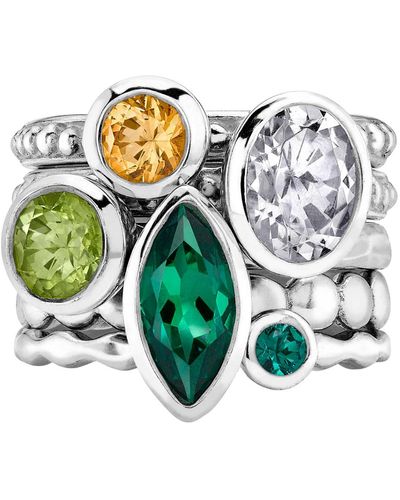 Dower & Hall Envy Twinkle Stacking Rings - Green