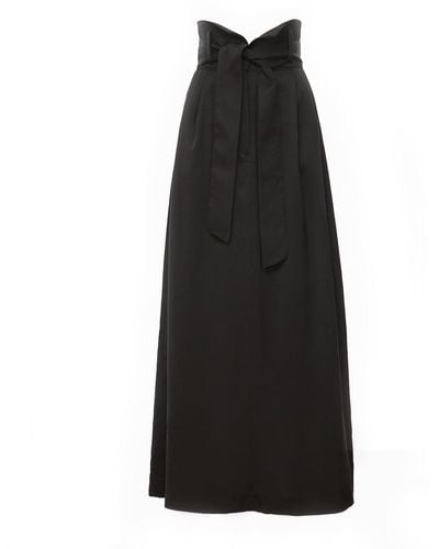 Julia Allert High Waist A-line Long Skirt With Belt - Black