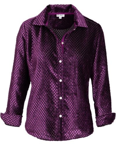 At Last Karen Silk Velvet Shirt- Purple Spot