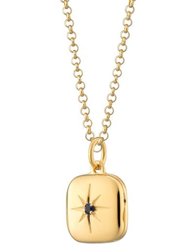Lily Charmed Gold Plated Star Locket Necklace With Blue Stone - Metallic