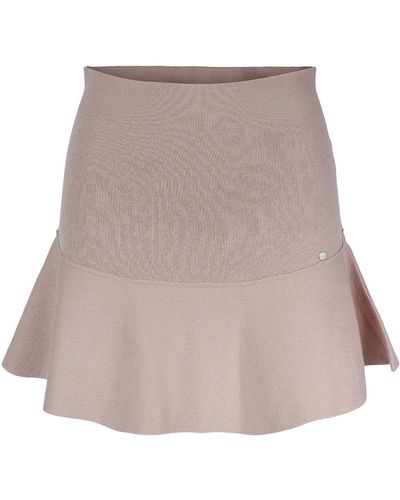 tirillm "anita" Short Merino Wool Flared Skirt- Neutrals - Brown