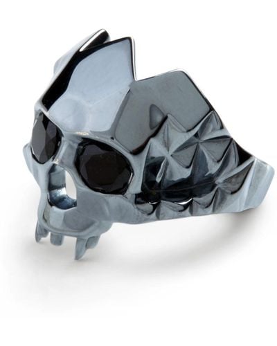 Kasun Vampire Skull Ring Oxidised Silver - Black
