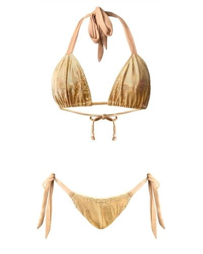 ELIN RITTER IBIZA Metallic Triangle Bikini Set Mari Leah Sargantana - White