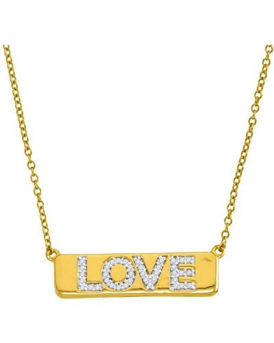 Cosanuova Diamond Love Bar Necklace In Yellow Gold - Metallic