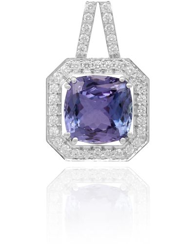 Kaizarin Blue Sapphire And Diamond Frame In White Gold