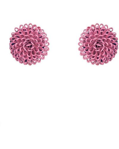 Pats Jewelry Pink Single Pompom Clip Earrings