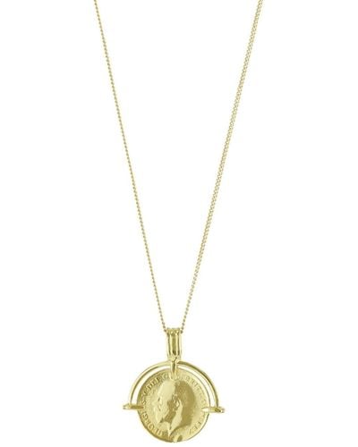 Wolf and Zephyr Sixpence Necklace Pendant Vermeil - Metallic