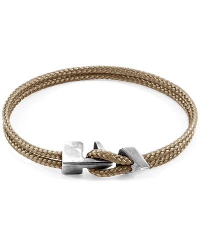 Anchor and Crew Sand Brixham Silver & Rope Bracelet - Metallic