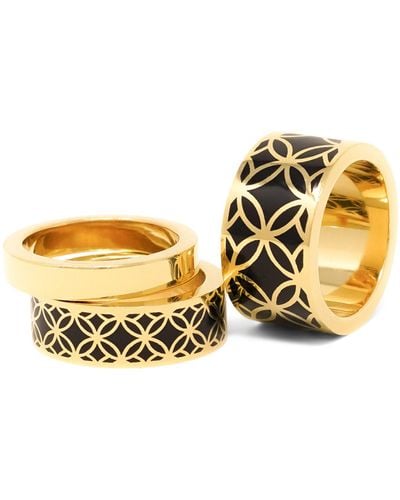 Georgina Jewelry Signature Gold Thick Onyx Resin Band Ring - Metallic
