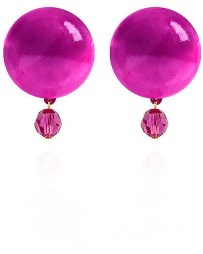 Saule Label Luna Petite Earrings In Cosmic Pink - Purple