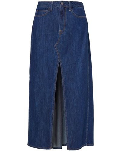 NOEND Jackie Slit Denim Maxi Skirt In Silver Lake - Blue