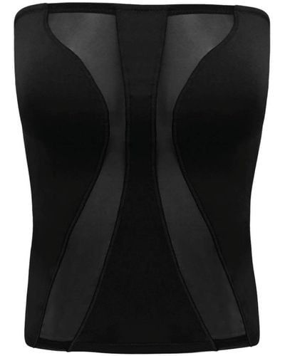 OW Collection Swirl Tube Top In With Mesh - Black