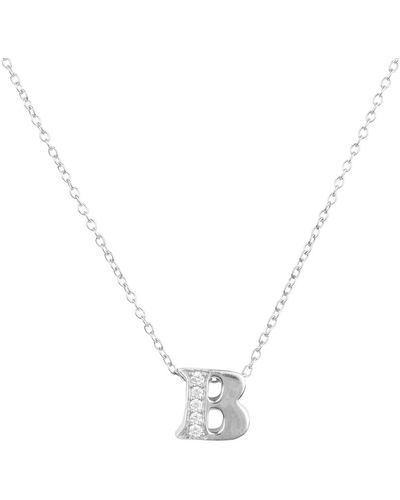 LÁTELITA London Diamond Initial Letter Pendant Necklace B - Metallic