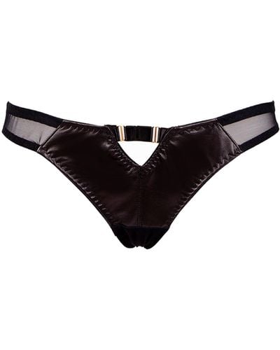 Something Wicked Montana Leather Thong Panty Brief - Black