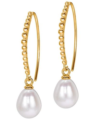 Dower & Hall Timeless White Pearl Dotty Drop Earrings - Metallic
