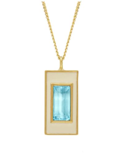 Augustine Jewels Sky Blue Topaz White Enamel Necklace - Metallic