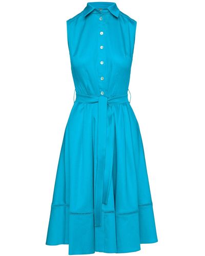 Conquista Turquoise Button Detail Dress - Blue