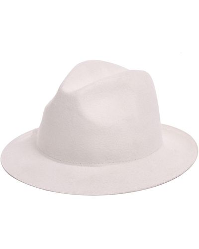 Justine Hats Felt Fedora Hat With Floppy Brim - White