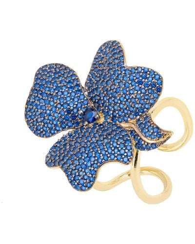 LÁTELITA London Flower Cocktail Ring Gold Sapphire Blue