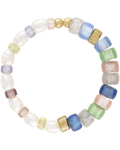 Olivia Le Delphine Glass Bead Bracelet With Pearls - Blue