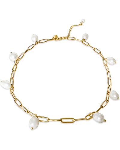 Anisa Sojka Freshwater Pearl Drop Necklace - Metallic