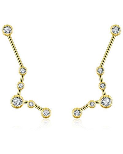 Genevieve Collection Pisces Zodiac Constellation Earring 18k Yellow & Diamond - Metallic