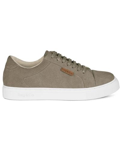 Rag & Co Neutrals Ashford Taupe Fine Suede Handcrafted Sneakers - Brown