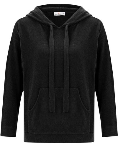 Peraluna Cashmere Blend Knit Hoodie Pullover Sweater - Black