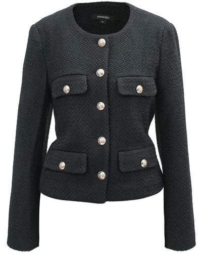 Smart and Joy Wool And Golden Buttons Short Jacket - Black