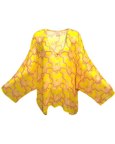 Julia Clancey Lydy Limon Veronica Silk Georgette Top - Yellow