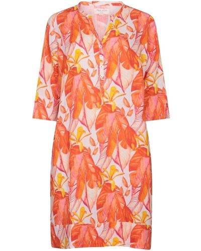 NoLoGo-chic Printed Linen Tunic Dress Citrus Flower - Orange