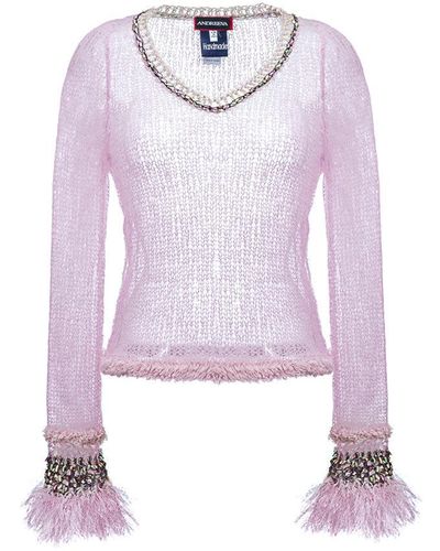Andreeva Light Baby Pink Handmade Knit Top