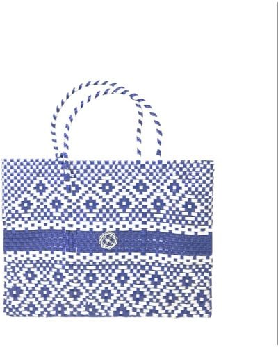 Lolas Bag Small Navy Aztec Tote Bag - Blue