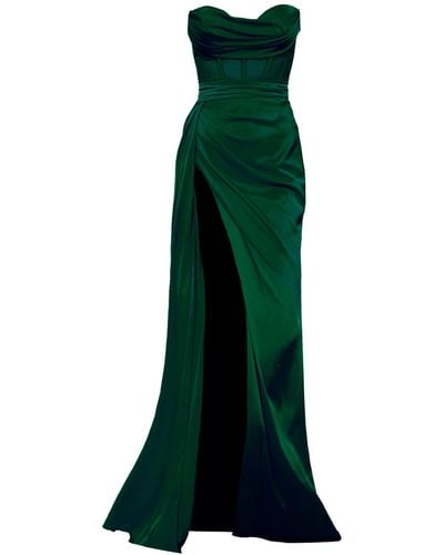 Angelika Jozefczyk Napoli Corset High Slit Gown Emerald - Green