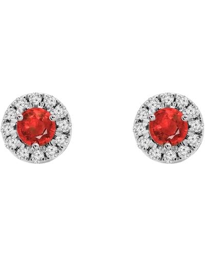 Augustine Jewels Birthstone Halo Earrings - Red
